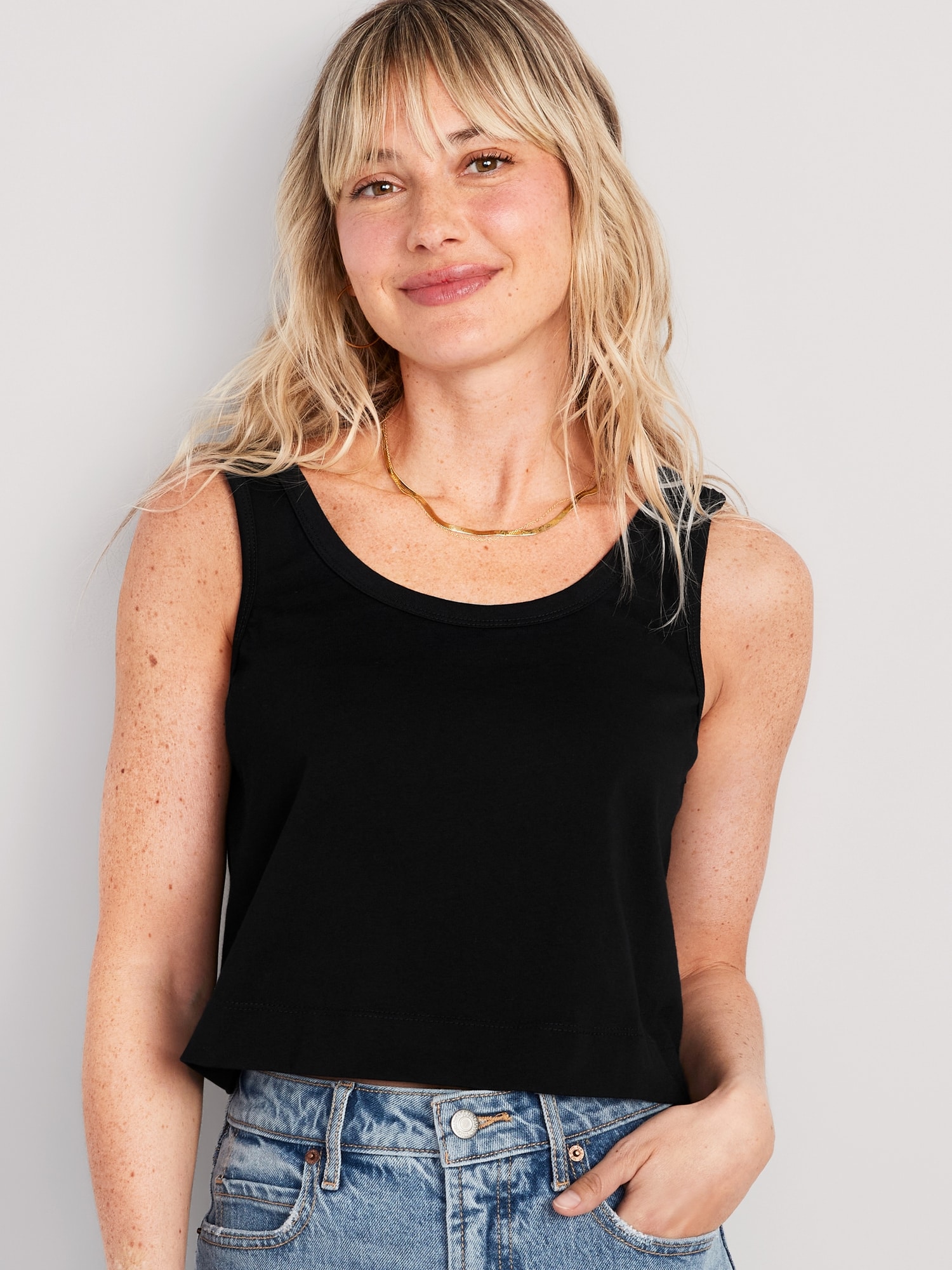 Old Navy Vintage Cropped Tank Top for Women black. 1