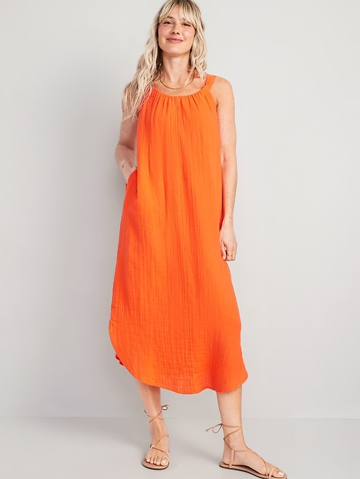 Image number 1 showing, Sleeveless Shirred Maxi Dress