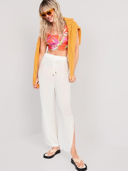 Image number 3 showing, High-Waisted Lightweight Wide-Leg Cover-Up Pants