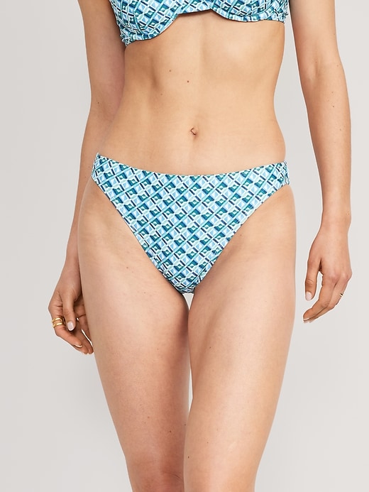 Image number 1 showing, High-Waisted Printed French-Cut Bikini Swim Bottoms