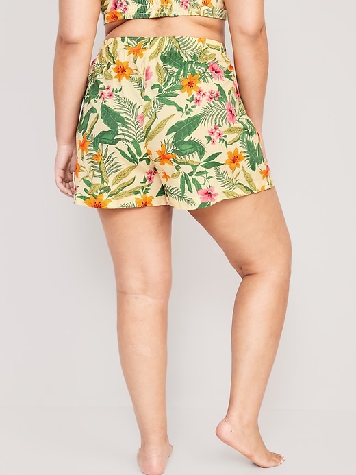 Image number 8 showing, High-Waisted Printed Poplin Pajama Shorts -- 3.5-inch inseam