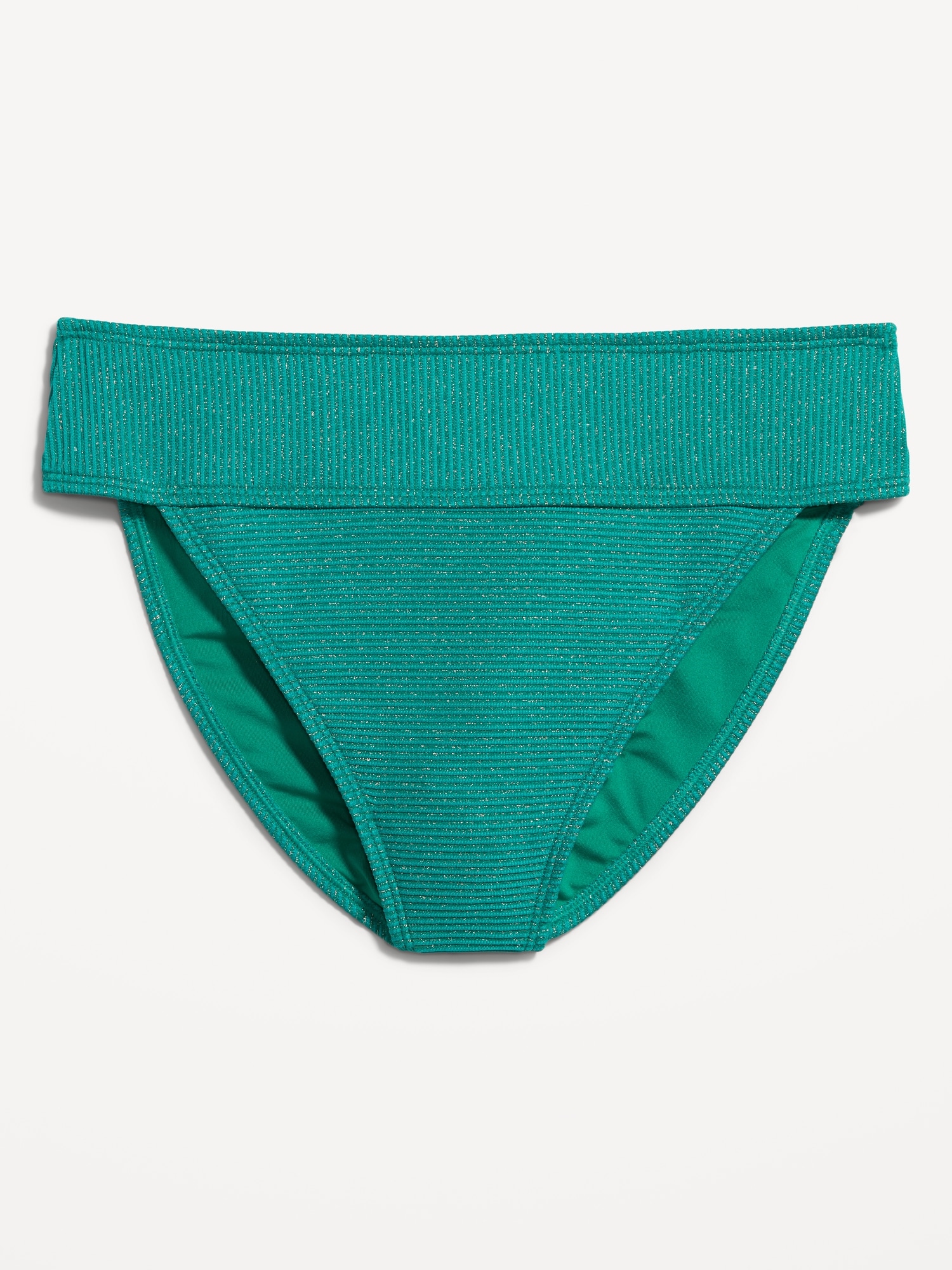 Old Navy High-Waisted Metallic Shine Bikini Swim Bottoms green. 1