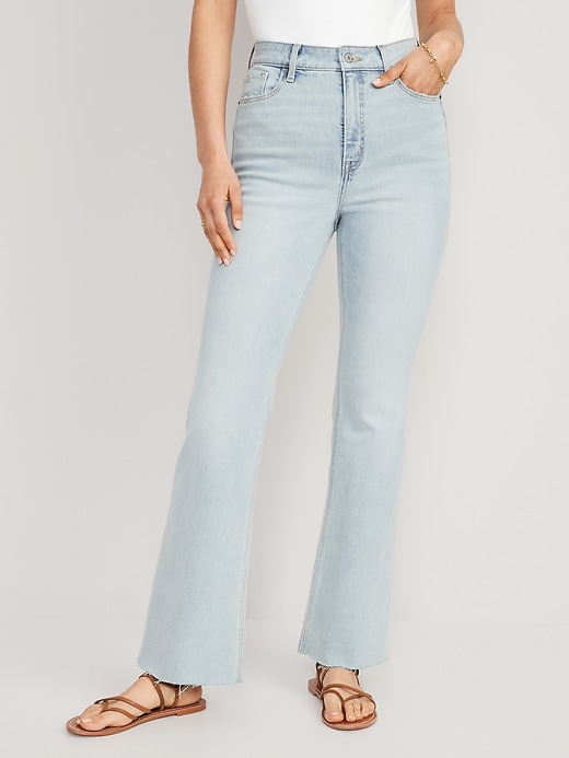 Higher High-Waisted Cut-Off Flare Jeans for Women | Old Navy
