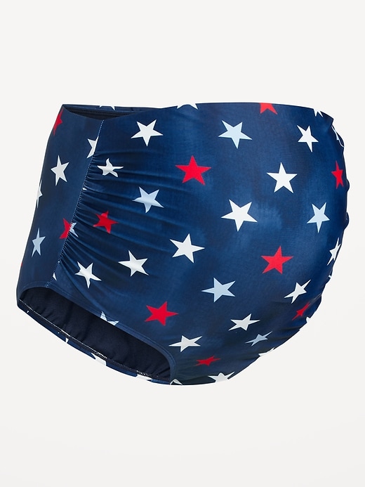 Image number 4 showing, Maternity High-Waisted Americana Print Swim Bottoms