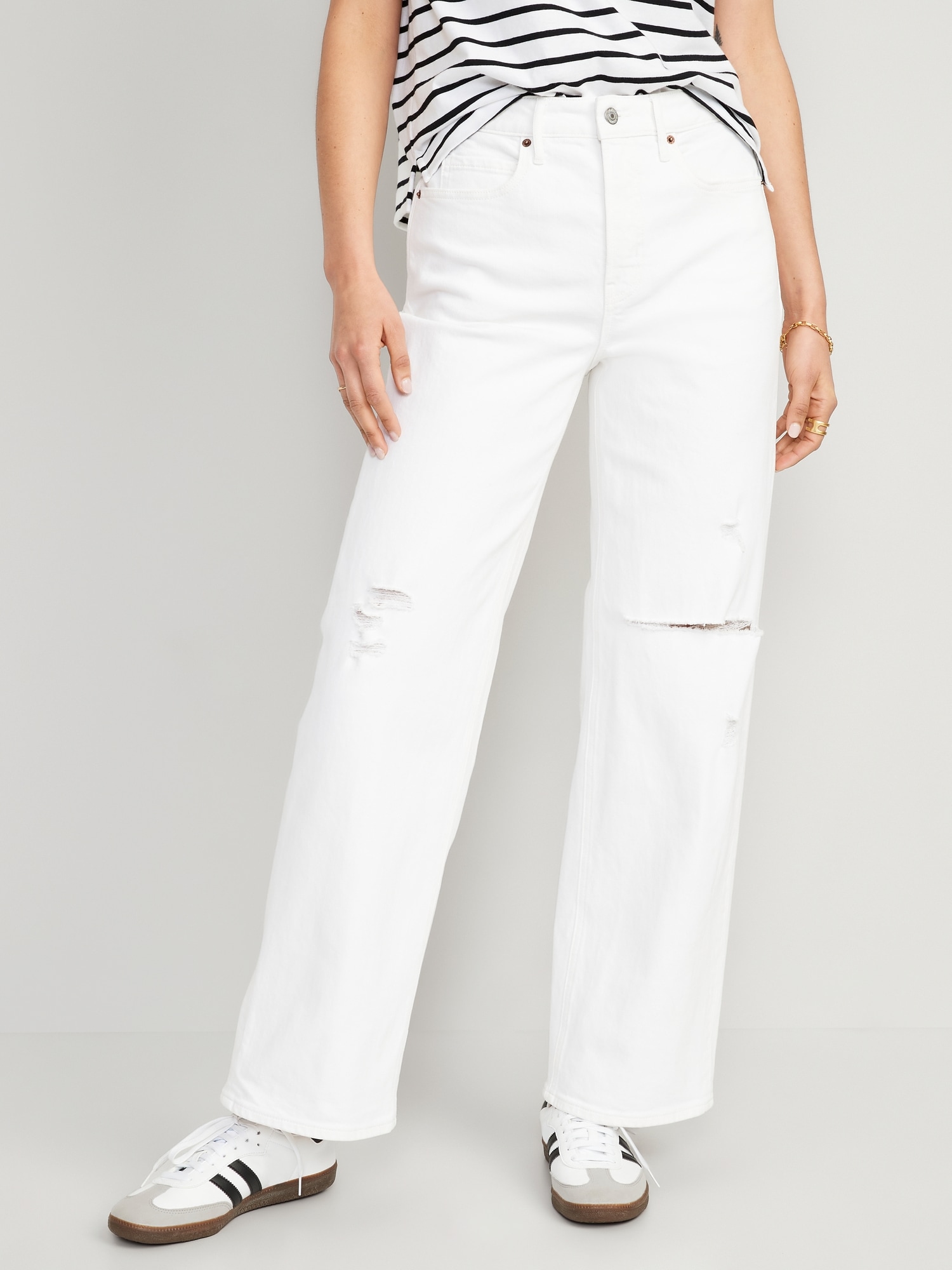 Problemer Ekspression is Extra High-Waisted Wide Leg Cut-Off White Jeans for Women | Old Navy