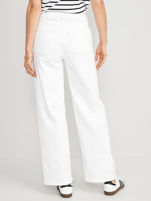 Image number 2 showing, Extra High-Waisted Wide Leg Cut-Off White Jeans