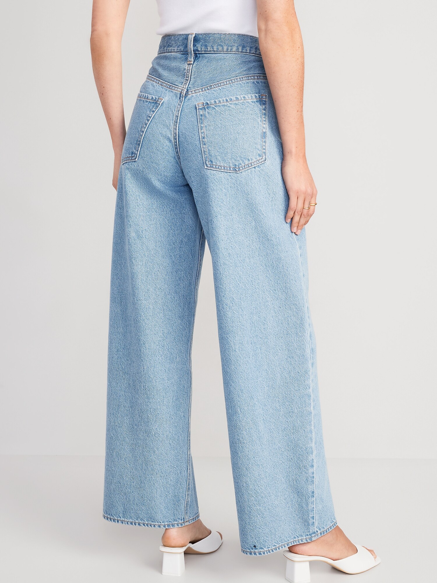 Toddler Girl's Y2K Baggy Jeans - Distressed High Waisted Wide Leg Denim Pants