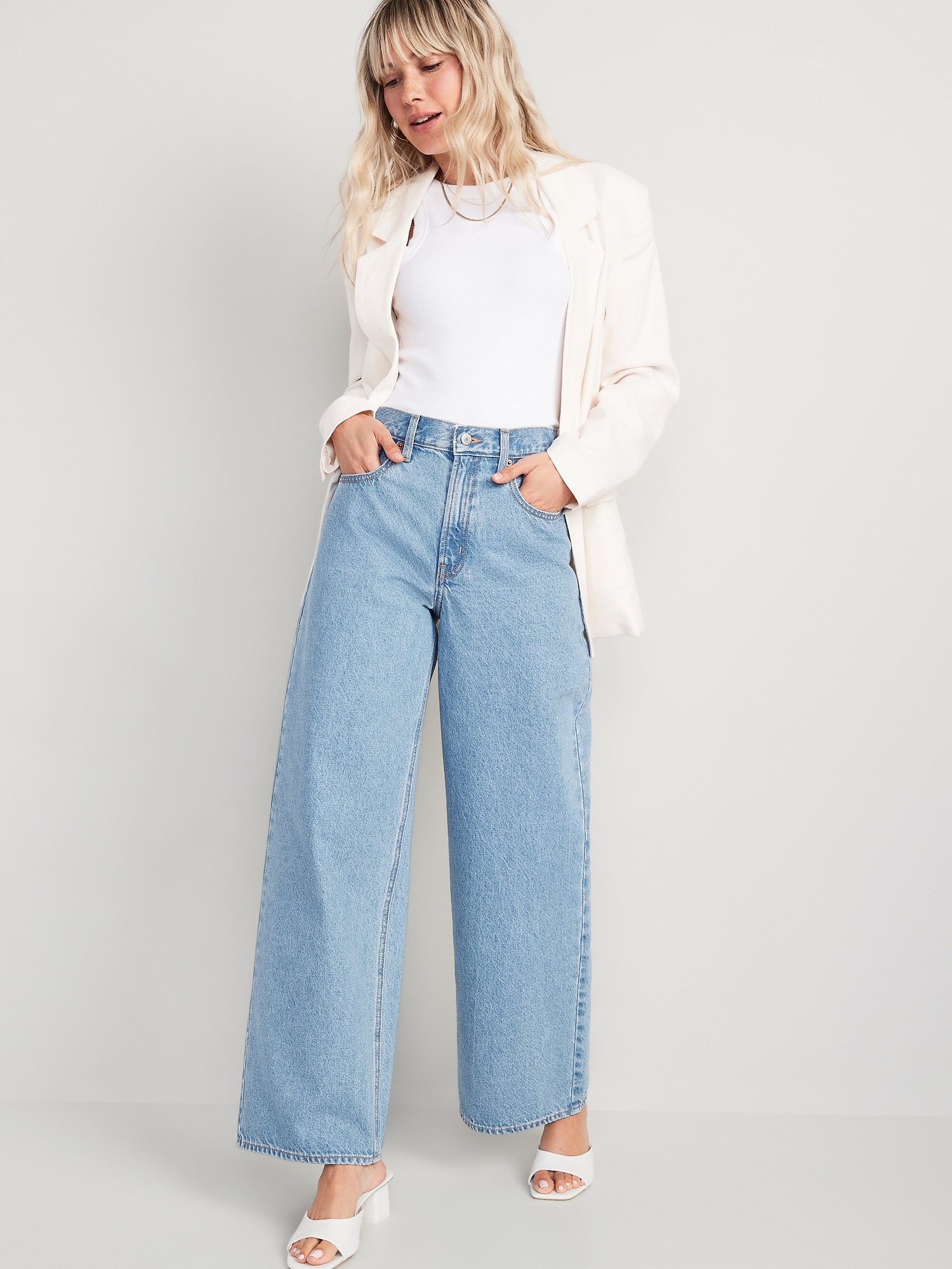 Extra High-Waisted Baggy Wide-Leg Non-Stretch Jeans for Women