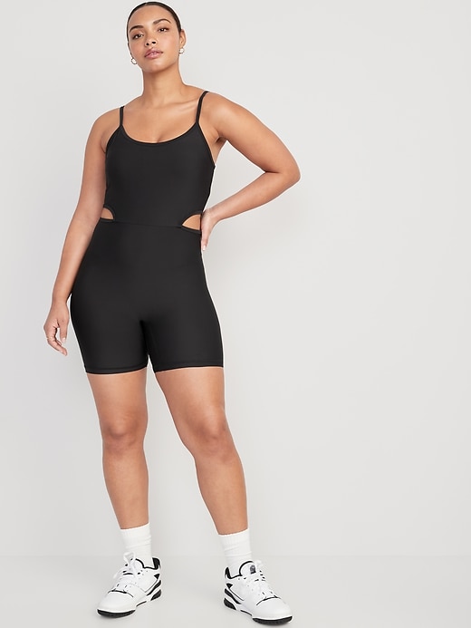 Image number 5 showing, PowerSoft Cutout-Waist Bodysuit -- 6-inch inseam