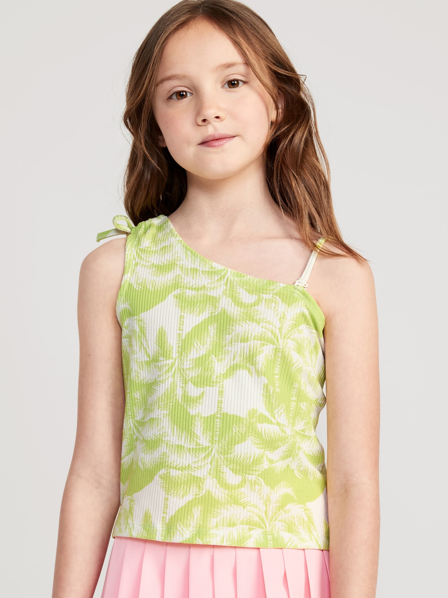 Old Navy Rib-Knit One-Shoulder Tank Top for Girls green. 1