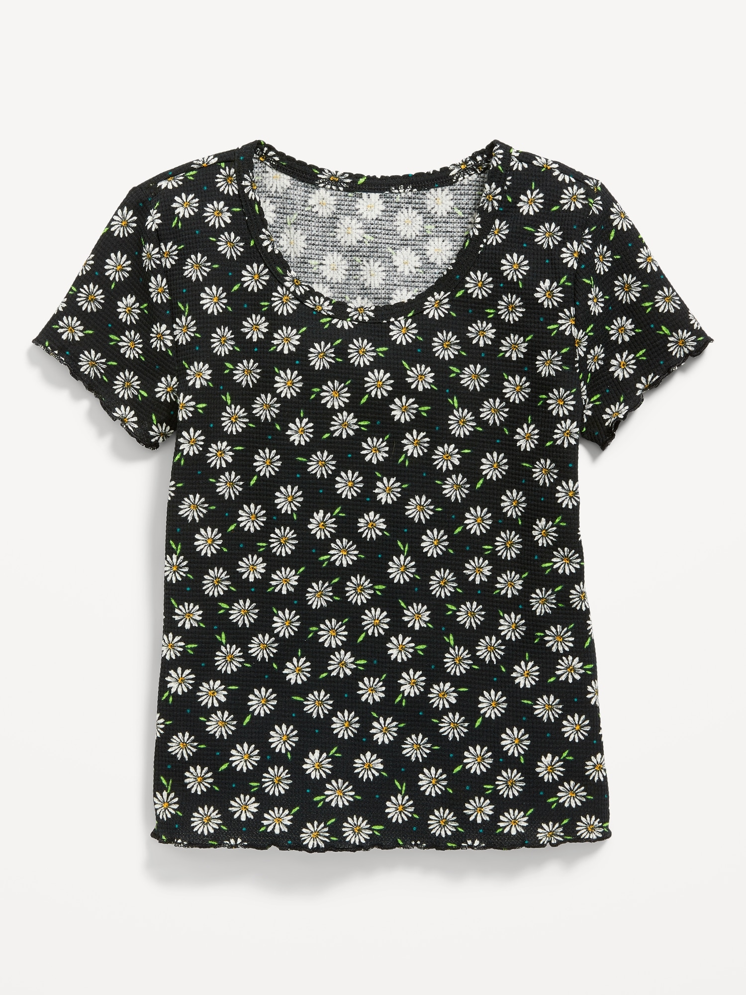 Lettuce Edge Ribbed V-neck T-shirt - Small Birds