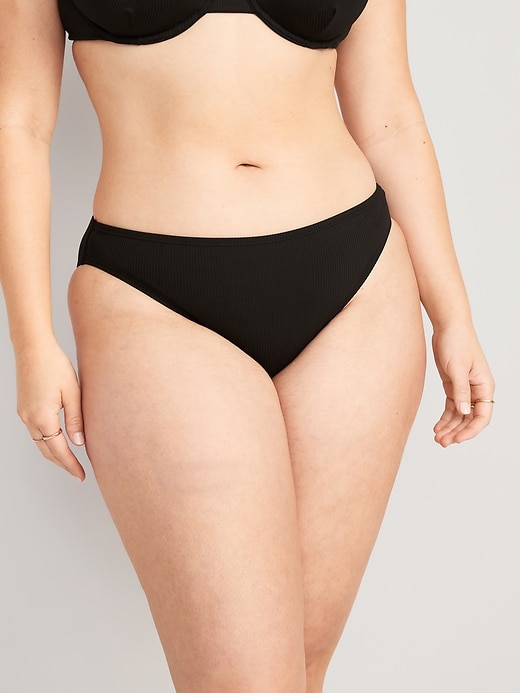 Image number 5 showing, High-Waisted French-Cut Ribbed Bikini Swim Bottoms