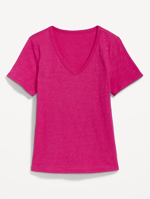 | V-Neck Old for Women Navy EveryWear T-Shirt Slub-Knit