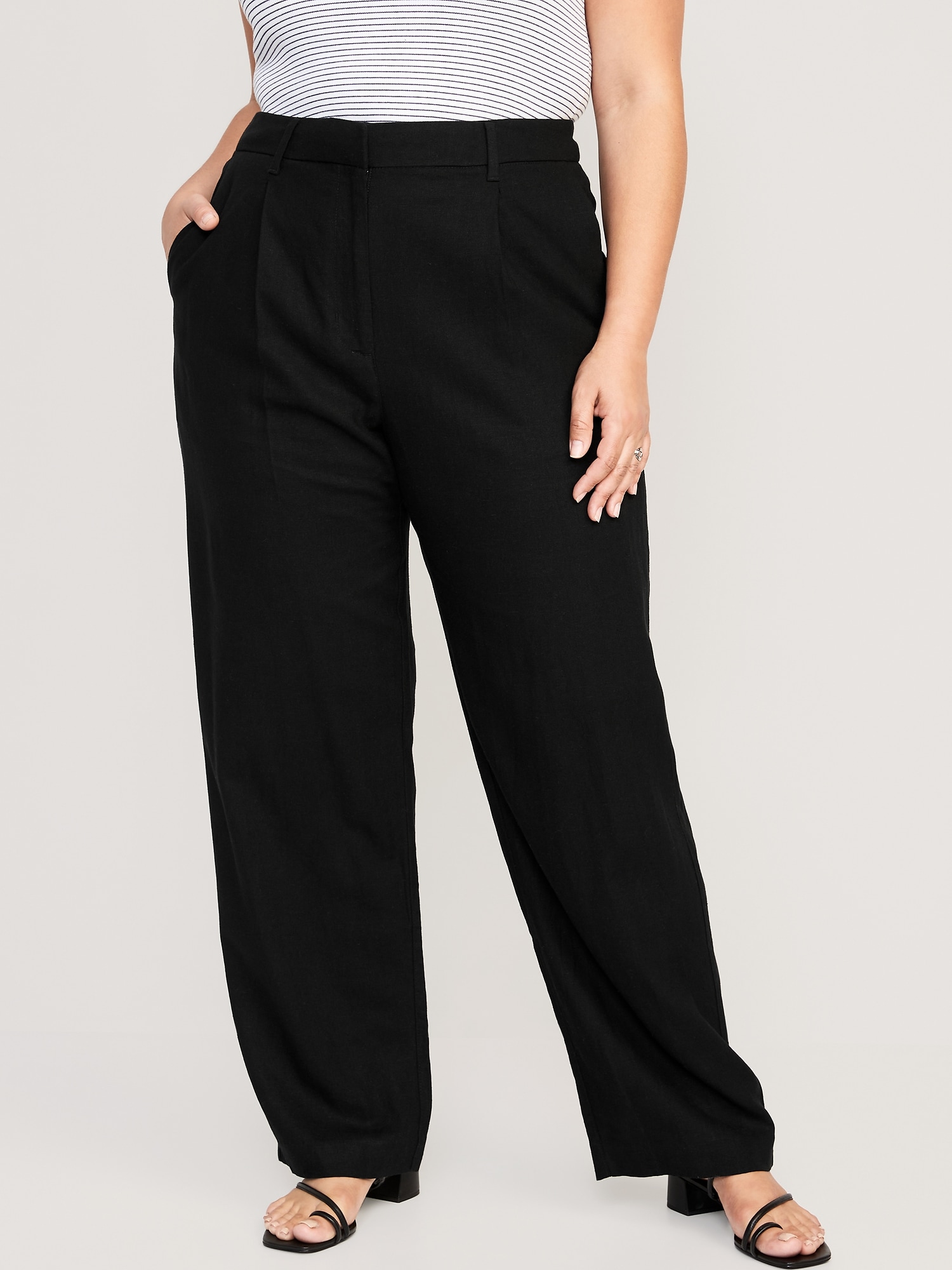 High-Waisted Pleated Taylor Linen-Blend Wide-Leg Trouser Suit