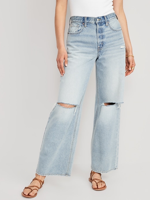 Image number 1 showing, Extra High-Waisted Baggy Wide-Leg Jeans