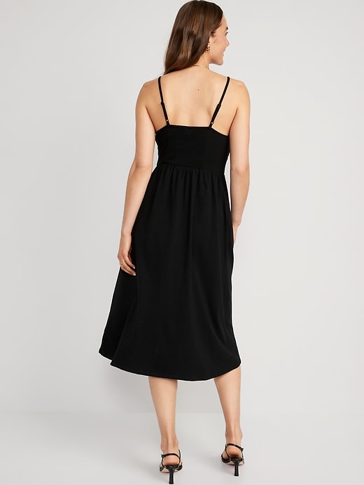 Image number 2 showing, Fit & Flare Tie-Front Cami Midi Dress