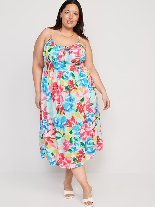 Image number 6 showing, Fit & Flare Floral Smocked Midi Cami Dress