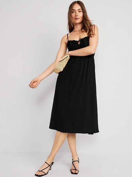 Image number 3 showing, Fit & Flare Tie-Front Cami Midi Dress