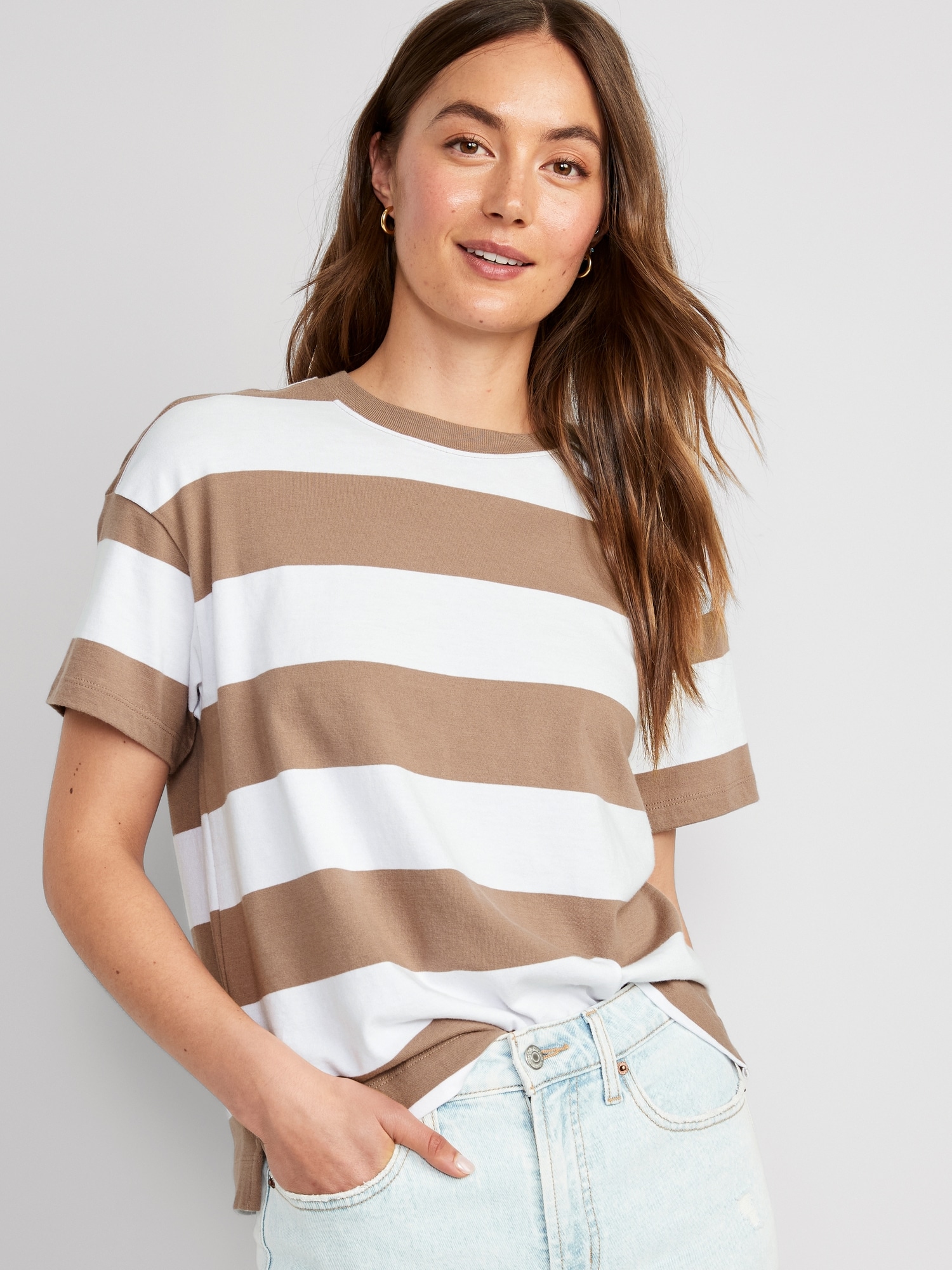 Old Navy Vintage Striped T-Shirt for Women brown. 1