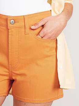 Orange jean best sale shorts womens