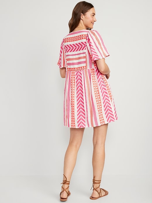 Flutter-Sleeve V-Neck Jacquard Mini Swing Dress for Women | Old Navy