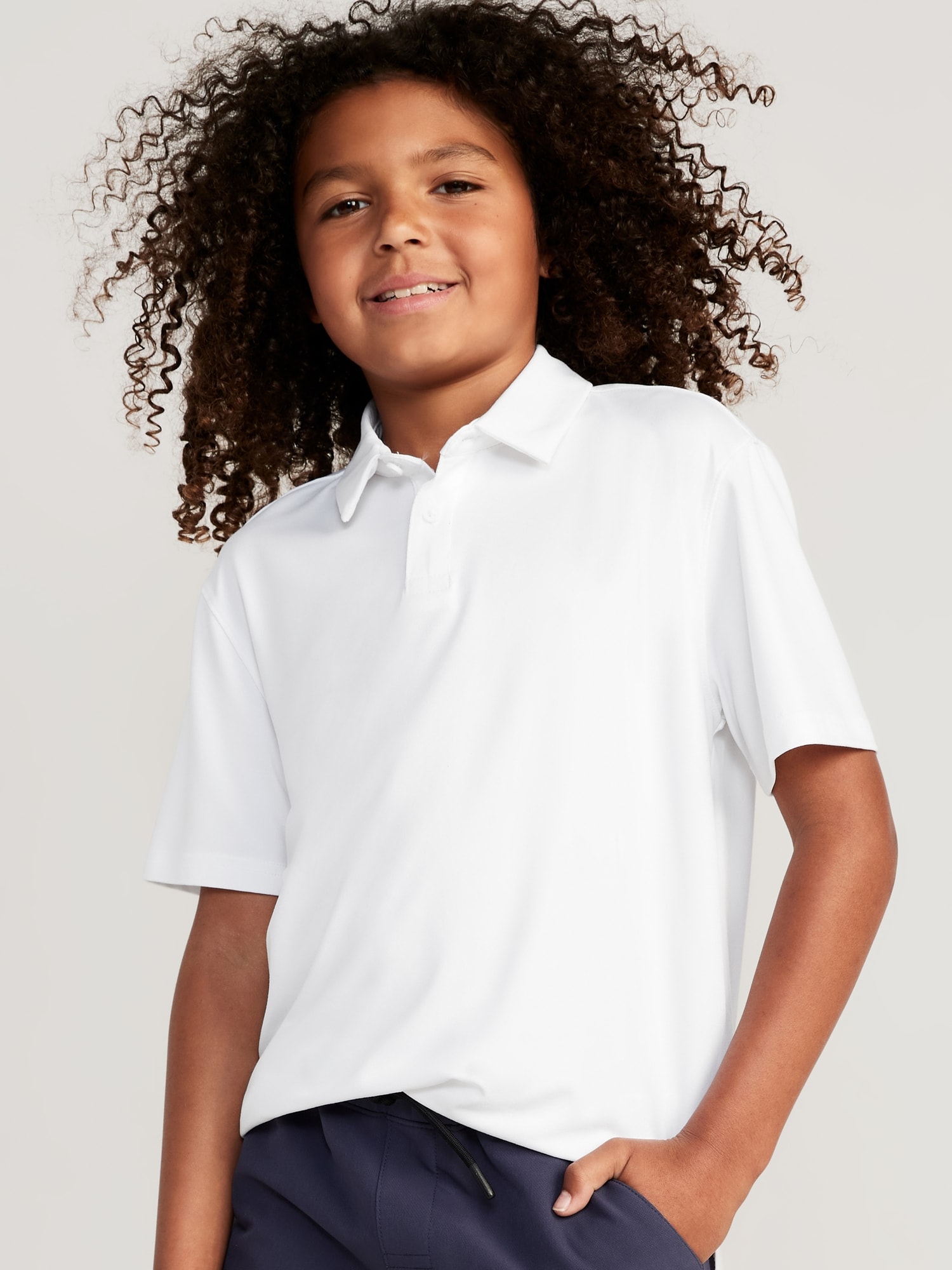 Old Navy Cloud 94 Soft Go-Dry Cool Performance Polo Shirt for Boys white. 1