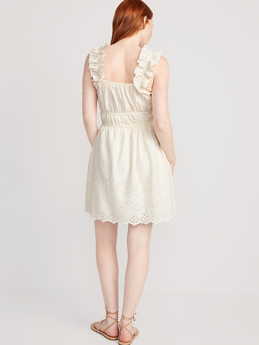 Image number 2 showing, Waist-Defined Ruffle Mini Dress