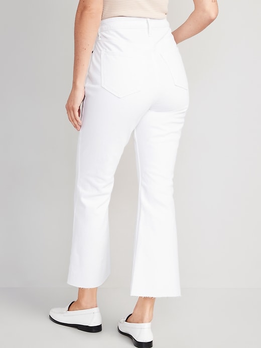 Image number 2 showing, Higher High-Waisted White Cropped Cut-Off Flare Jeans