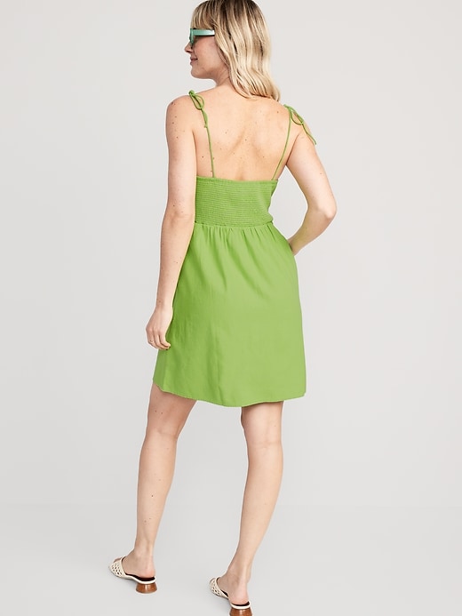 Image number 2 showing, Fit & Flare Tie-Shoulder Mini Cami Dress