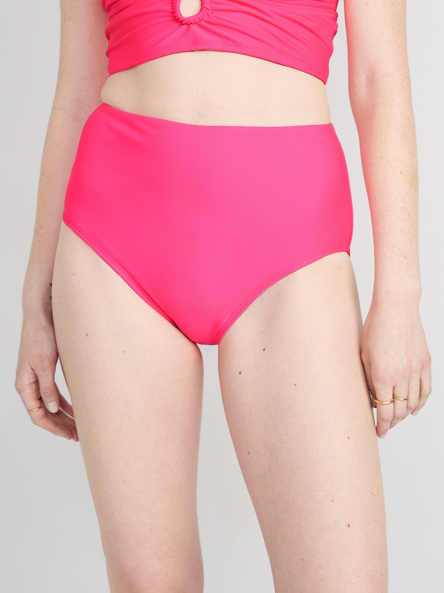 Old Navy High-Waisted Classic Bikini Swim Bottoms for Women pink. 1