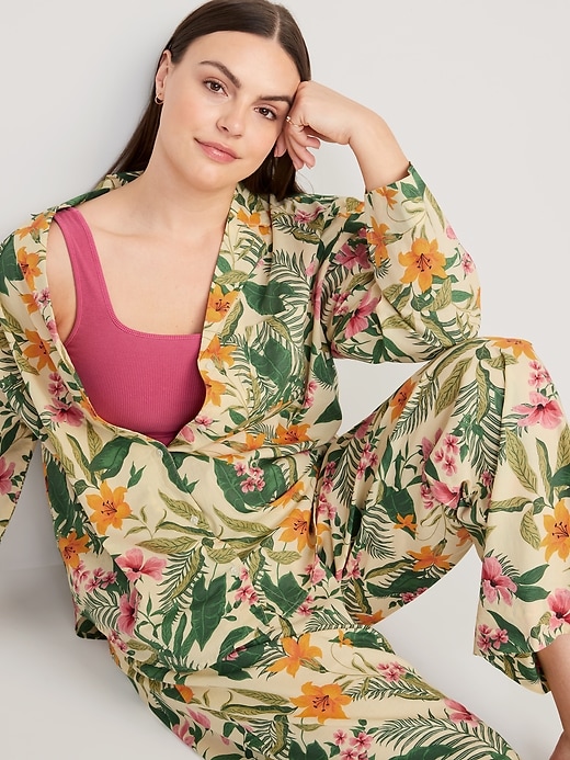 Oversized Printed Poplin Pajama Set for Women