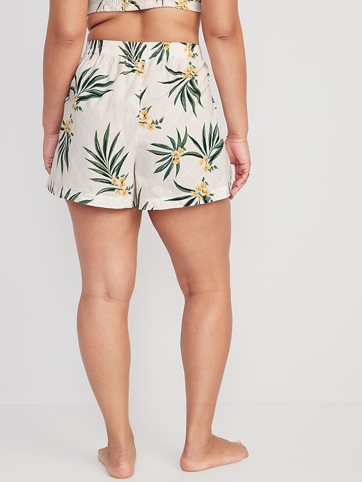 Image number 6 showing, High-Waisted Printed Poplin Pajama Shorts -- 3.5-inch inseam