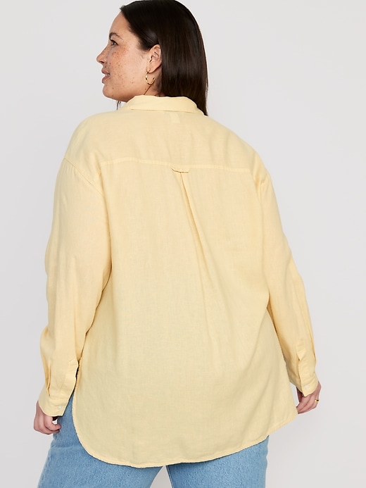 Image number 8 showing, Linen-Blend Boyfriend Shirt