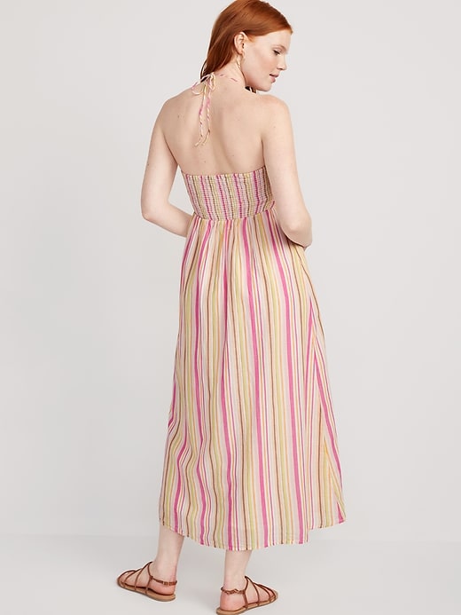 Image number 2 showing, Fit & Flare Striped Halter Maxi Dress