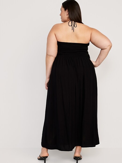 fitted halter prom dress Back-Tie Atria Long Halter Prom Dress