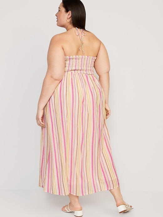 Fit & Flare Striped Halter Maxi Dress | Old Navy