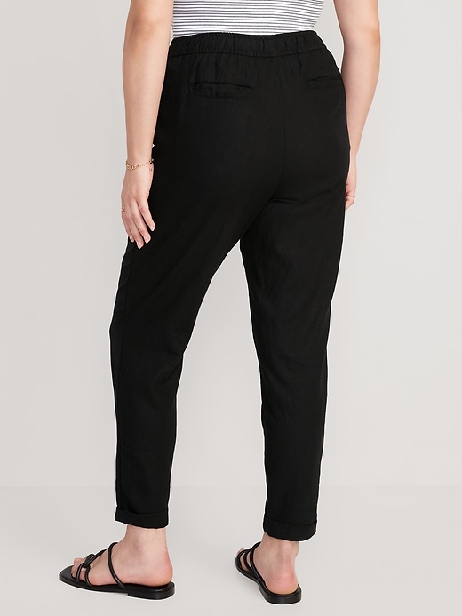 Image number 6 showing, High-Waisted Cropped Linen-Blend Tapered Pants