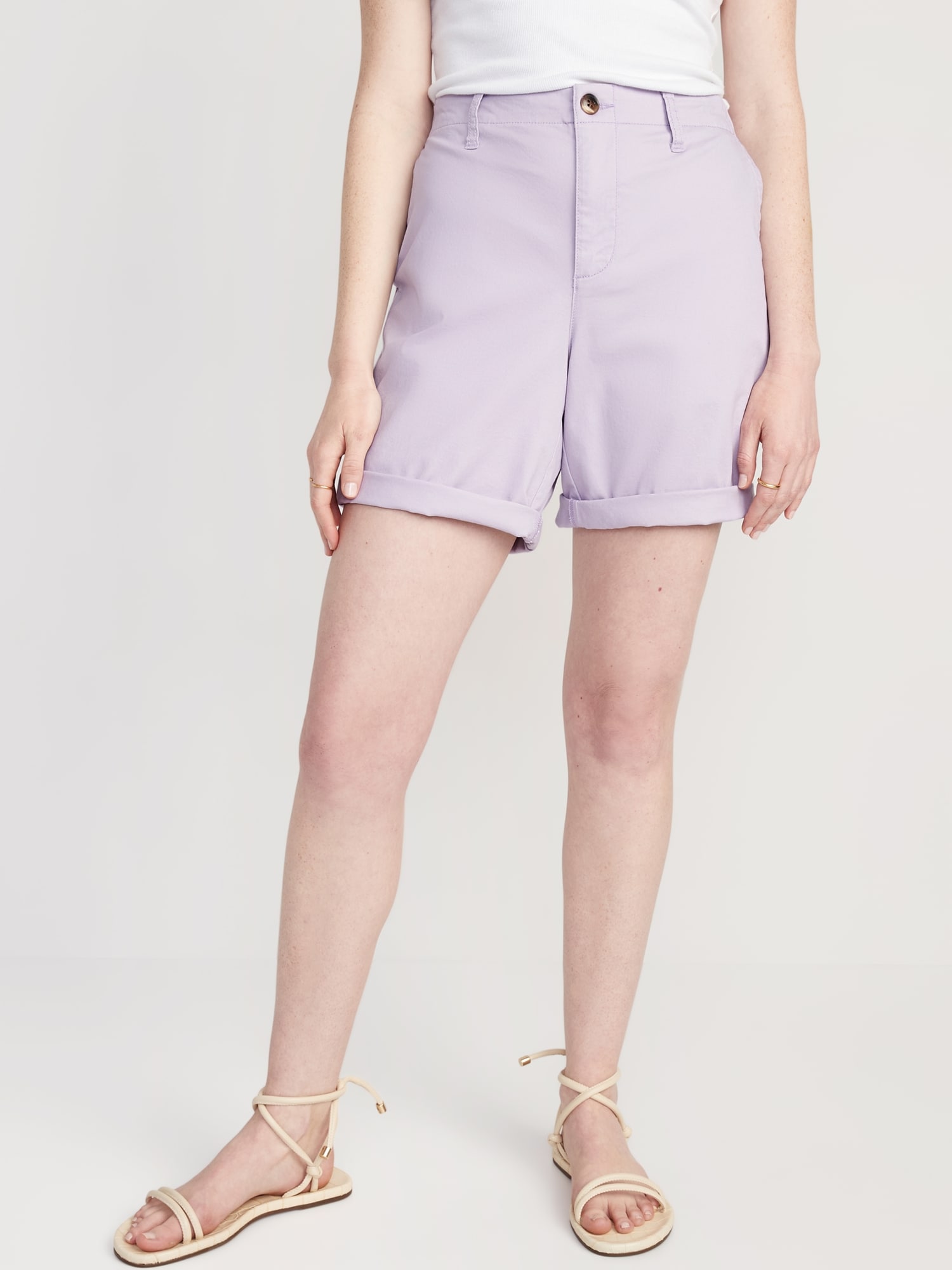 Old Navy High-Waisted OGC Pull-On Chino Shorts for Women -- 7-inch inseam purple. 1