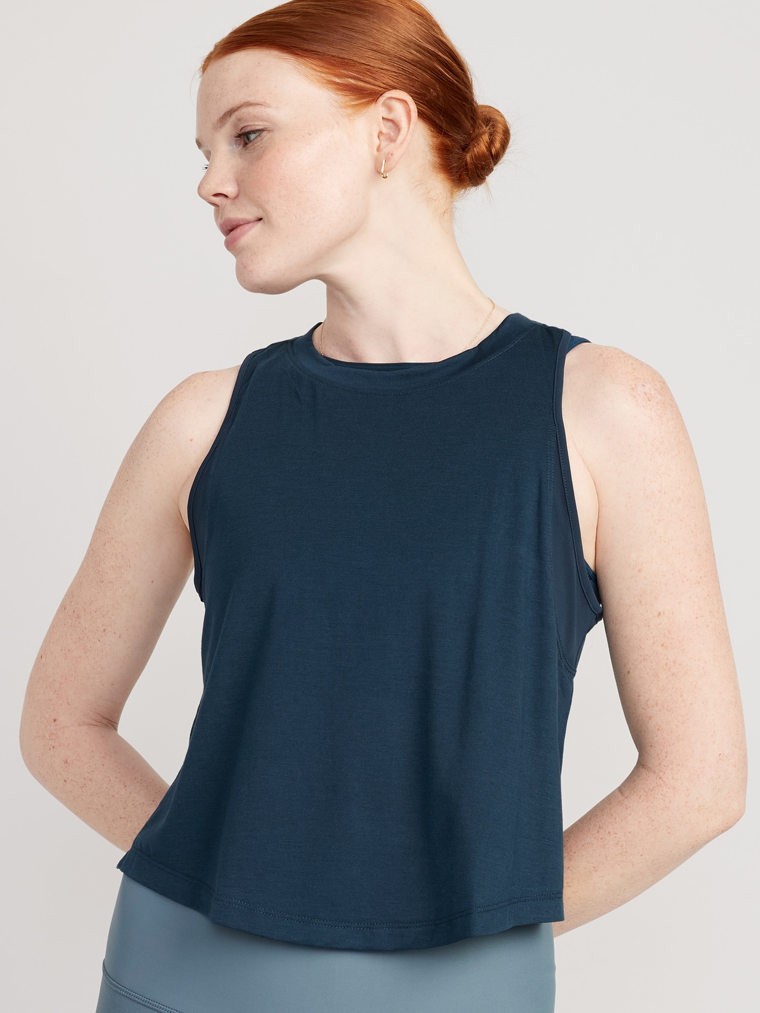 Old Navy UltraLite All-Day Sleeveless Cropped Top for Women blue. 1