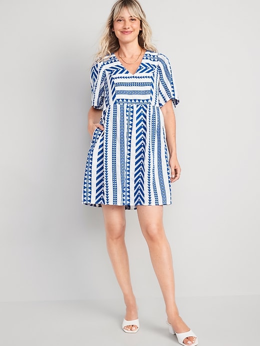 Image number 1 showing, V-Neck Mini Swing Dress