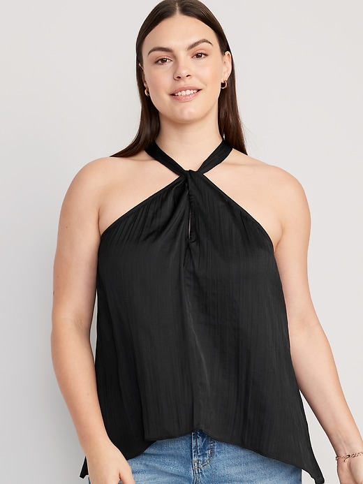 Image number 5 showing, Sleeveless Satin Twist-Front Top