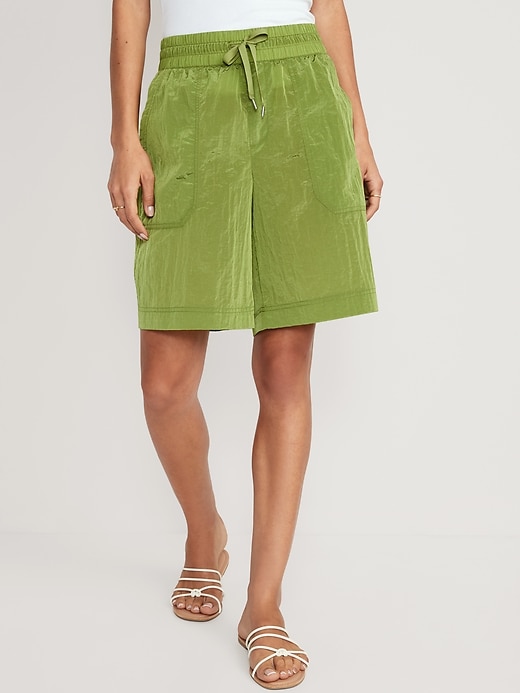Image number 1 showing, High-Waisted Bermuda Shorts -- 11-inch inseam