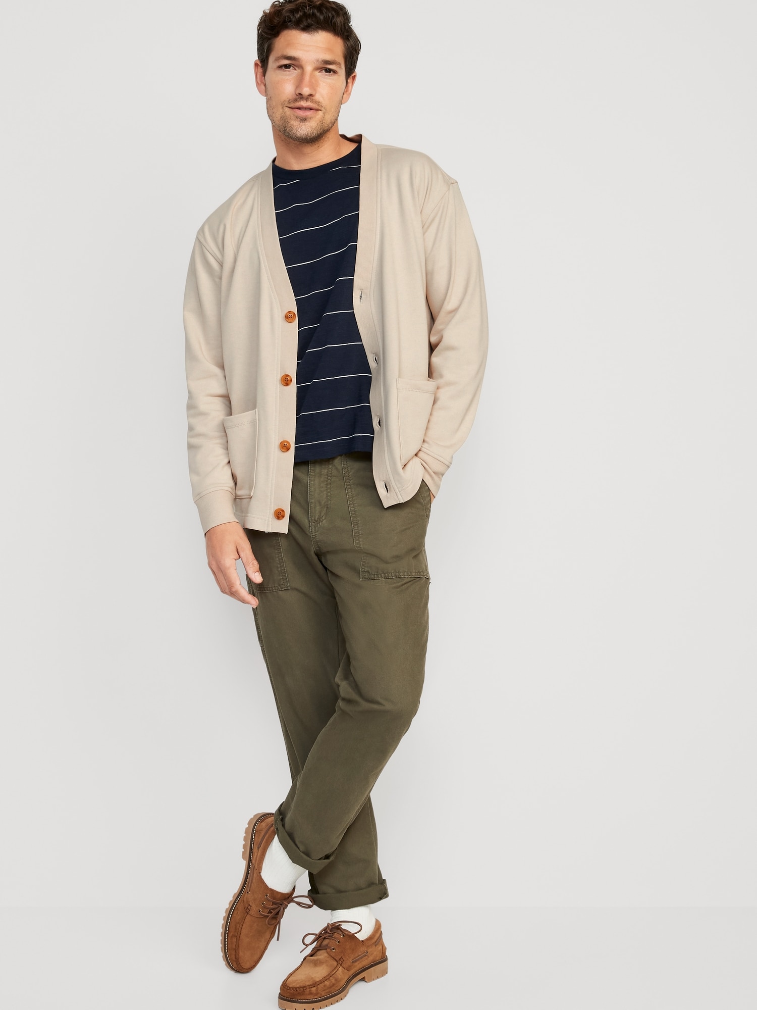 French Terry Button-Front Cardigan Sweater for Men | Old Navy