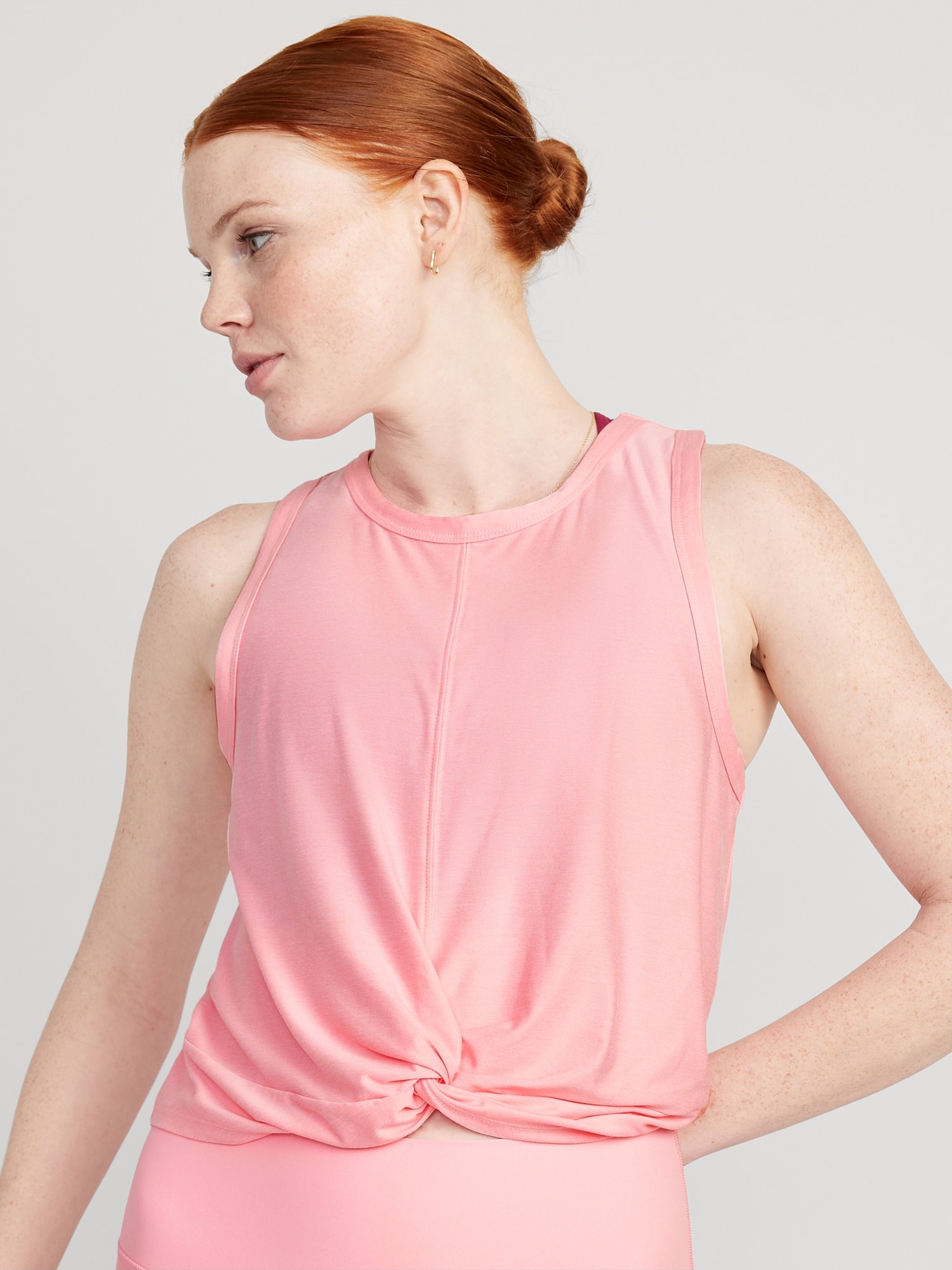 Old Navy Cloud 94 Soft Twist-Front Cropped Top for Women pink. 1