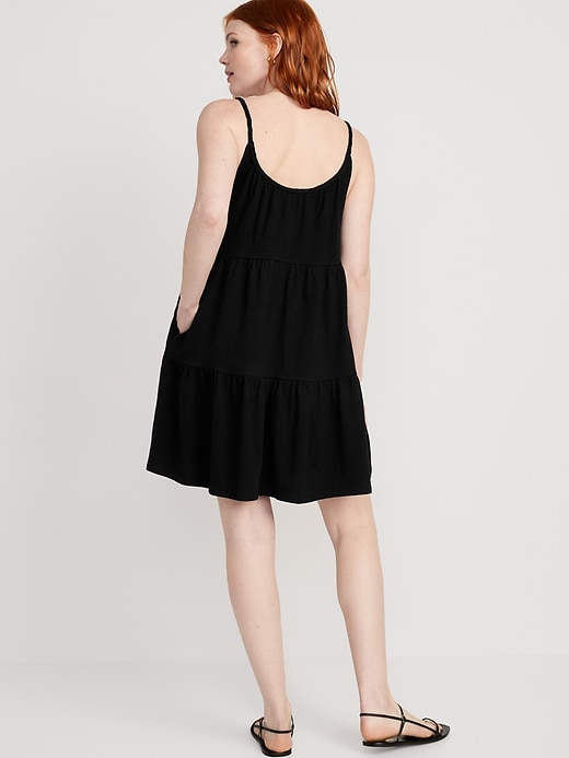 Image number 2 showing, Braided-Strap Tiered Mini Swing Dress