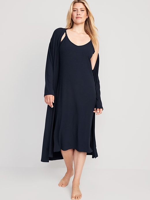 Image number 1 showing, Maternity Sunday Sleep Rib-Knit Robe & Nursing Nightgown Set