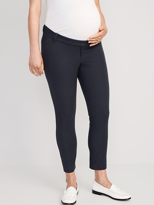 Image number 1 showing, Maternity Side-Panel Pixie Ankle Pants