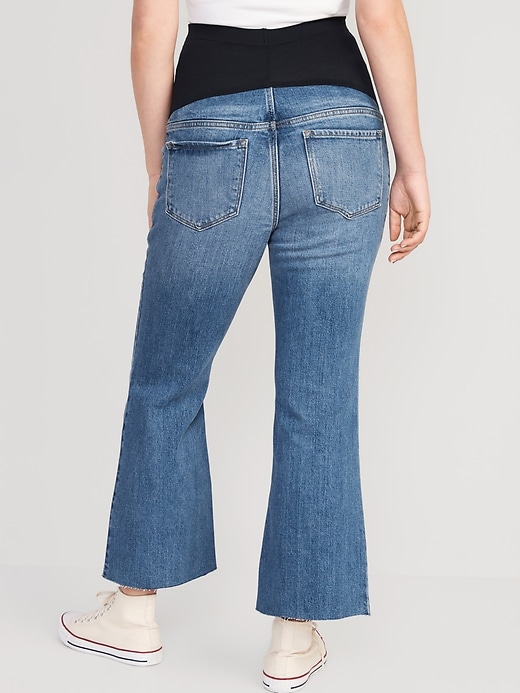 Image number 2 showing, Maternity Full-Panel Cut-Off Cropped Flare Jeans