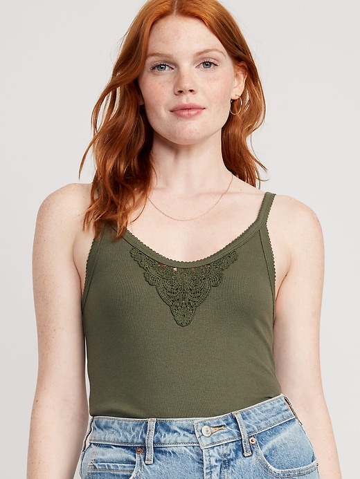 Image number 1 showing, Lace-Trim Tank Top