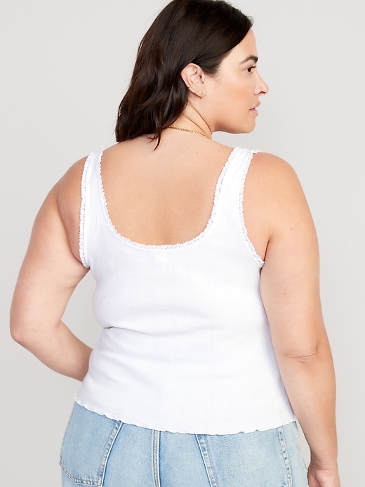 Image number 8 showing, Rib-Knit Lettuce-Edge Cami Top